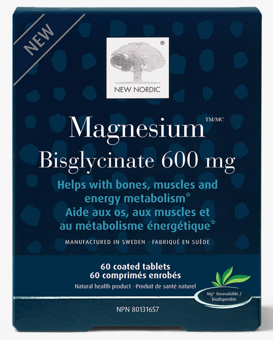 NEW NORDIC Magnesium Biglycinate 600 mg 60 Coated Tablets