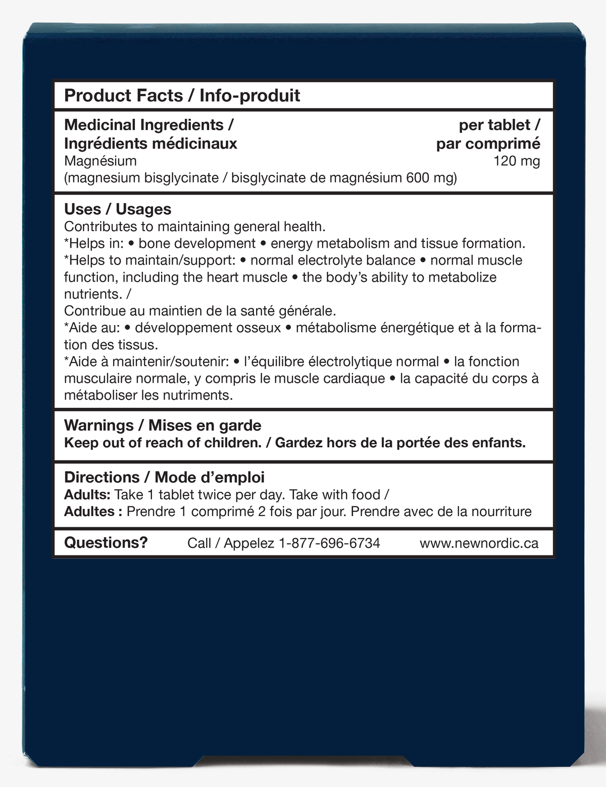 NEW NORDIC Magnesium Biglycinate 600 mg 60 Coated Tablets