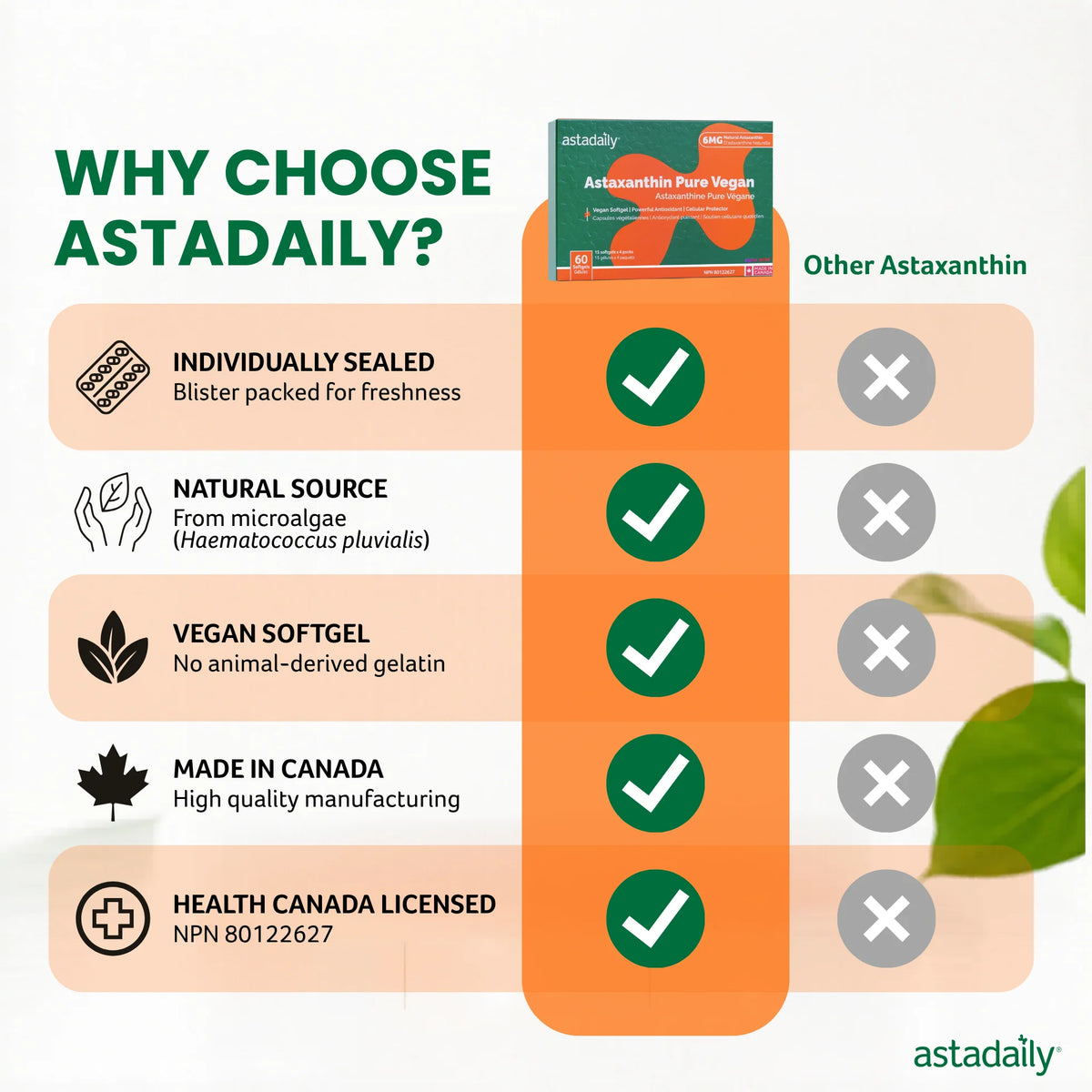 ASTADAILY Astaxanthin Pure Vegan (6 mg)